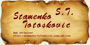 Stamenko Totošković vizit kartica